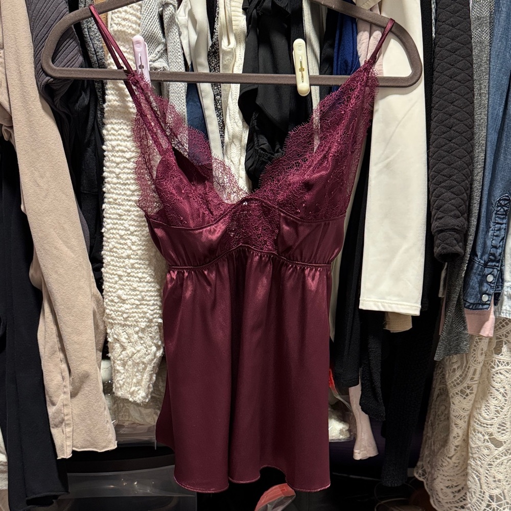 Victoria's Secret Deep Red Lace Chemise